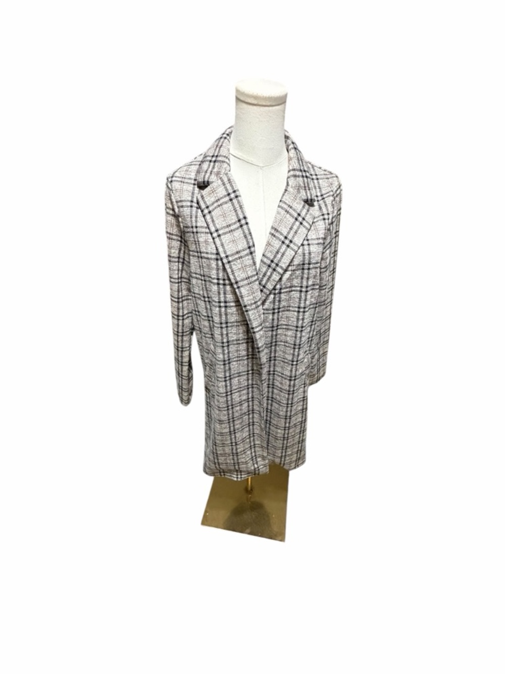 Melloday Open Front Gray Plaid Cardigan Cover - Sz Small